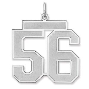 Sterling Silver, Jersey Collection, Extra Large Number 56 Pendant